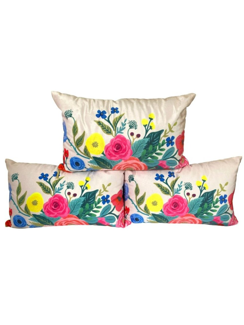 3 Rifle Paper Co Pillows Lumbar Garden Floral w/Polyester Inserts! 13”x21”